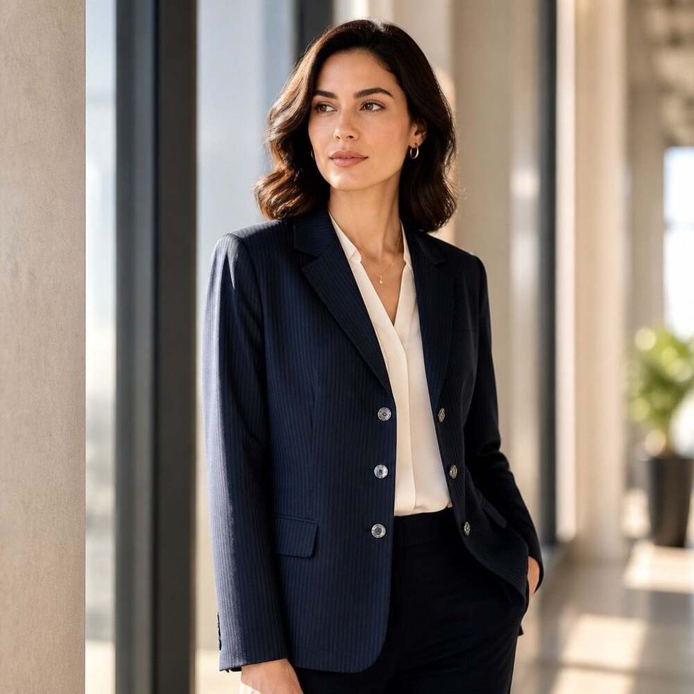 Tahari Arthur S. Levine Navy Blue Pinstripe Blazer Size 16W